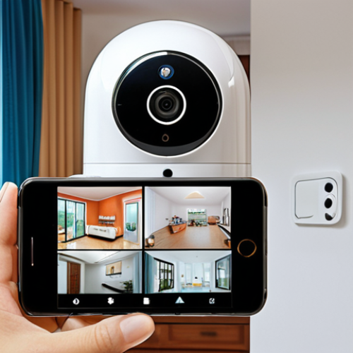 Home 4 Smart Home Security**
*Prompt:* A modern Vietnamese family home with smart devices (security camera, smart lock). Focus on the security features and a sense of protection. Include a subtle, reassuring glow around the devices. Emphasize a clean, modern aesthetic.
**