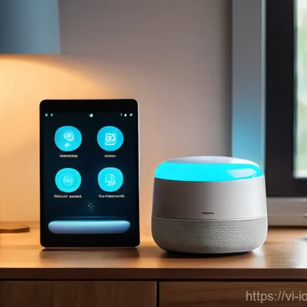 IoT 장비 보안을 위한 프레임워크 점검 리스트 - **Prompt 1: Modern Smart Home Security - Digital Vigilance**
"A cozy, modern living room at dusk...
