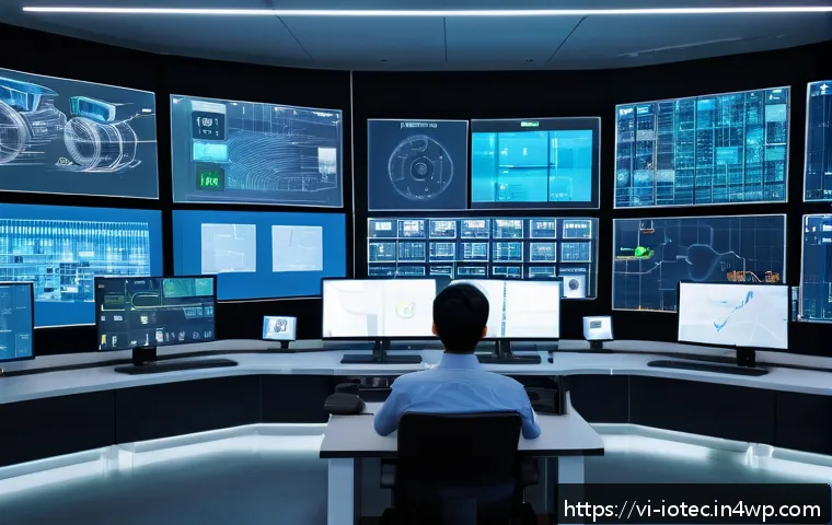 IoT 보안 프레임워크와 재난 복구 계획 - A modern Vietnamese smart factory control room featuring a diverse array of IoT devices such as secu...