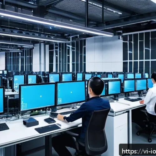 IoT 보안 프레임워크 구현 시 주의사항 - A detailed illustration of a modern Vietnamese smart factory environment with diverse IoT devices in...