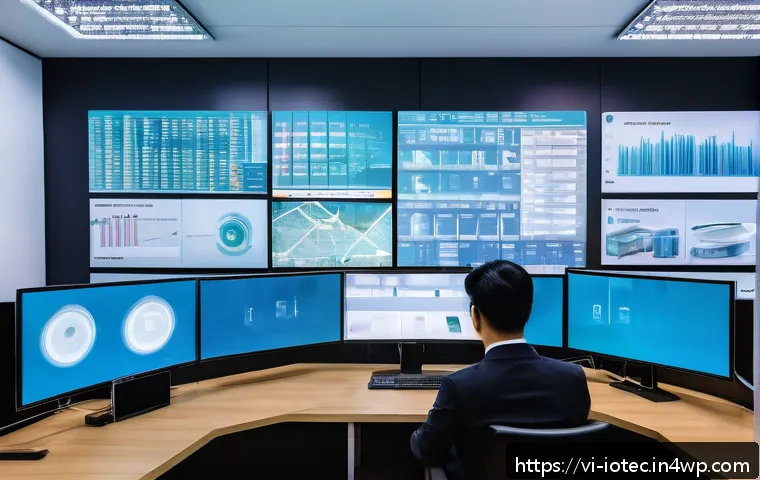 IoT 보안 프레임워크와 위험 평가 - A modern Vietnamese office environment showcasing a multi-layered IoT security architecture: diverse...